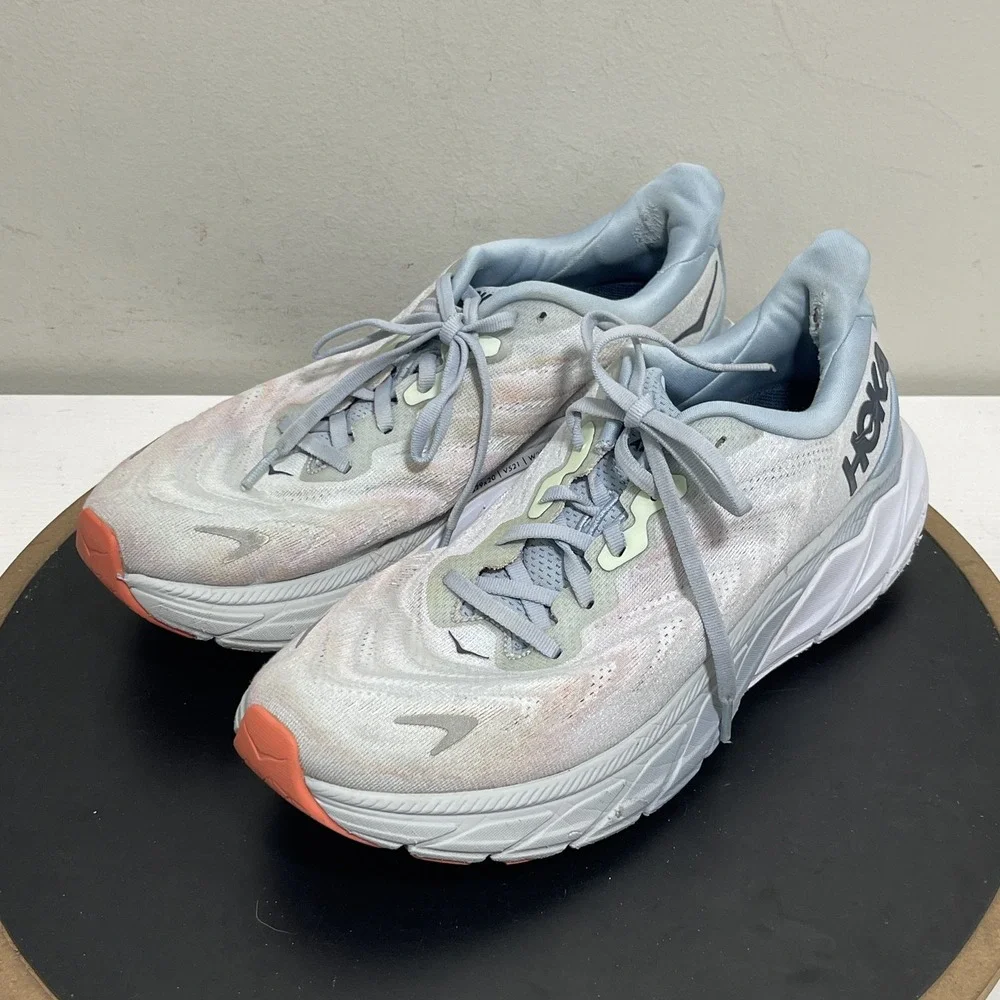 Hoka Arahi 6 Running Shoes Women 10.5 B Stability Blue Peach Sneakers Athleisure